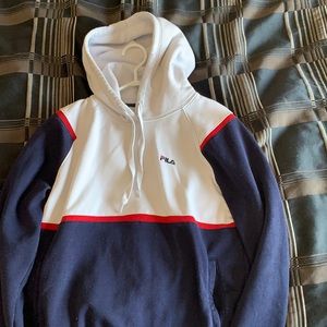 FILA medium hoodie. Blue red white